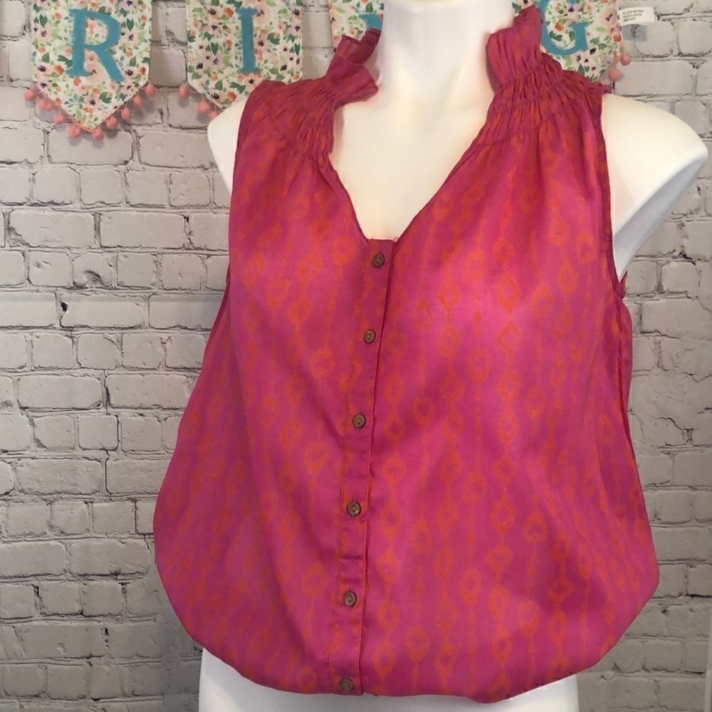 Gap pink orange print top